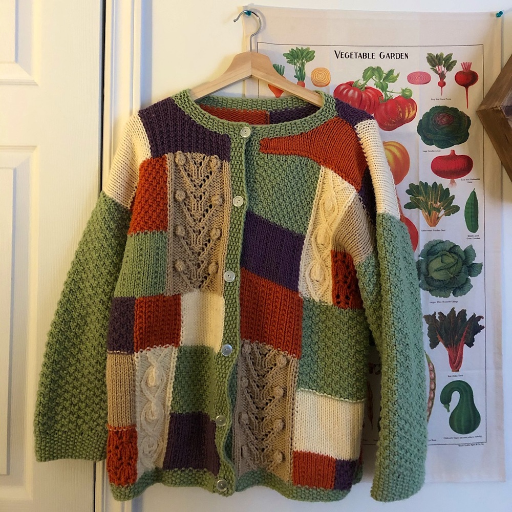 HANDMADE MULTI-COLOUR KNIT SWEATER / SIZE L-XL